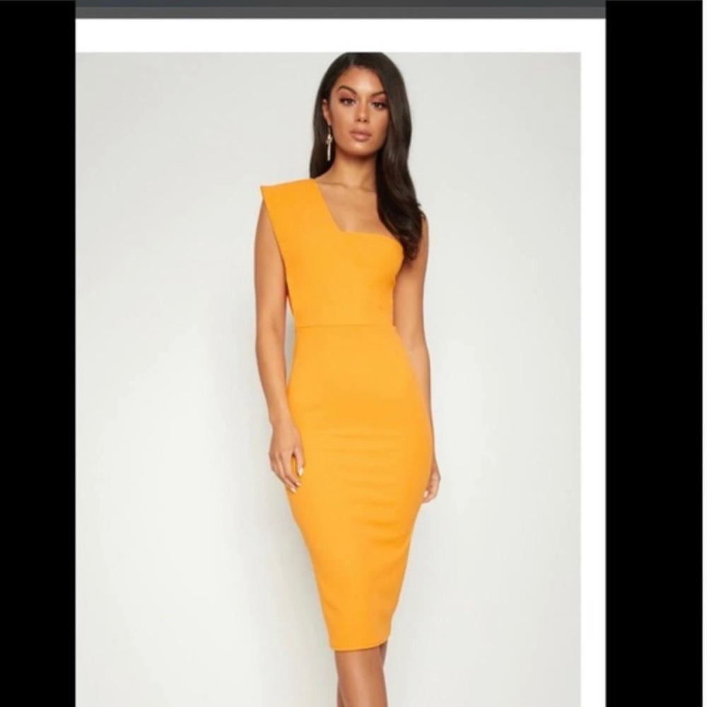 Elegant One-Shoulder Tangerine Dress